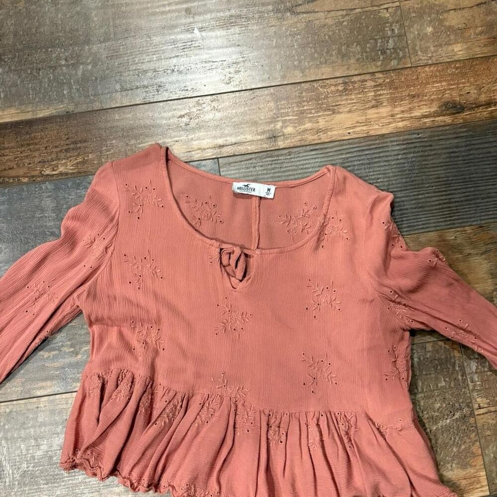 Y2K Hollister-co Women's Pink and Orange Shirt Medium B14
